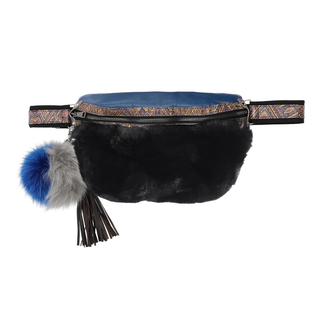 blå bælte-taske skind læder