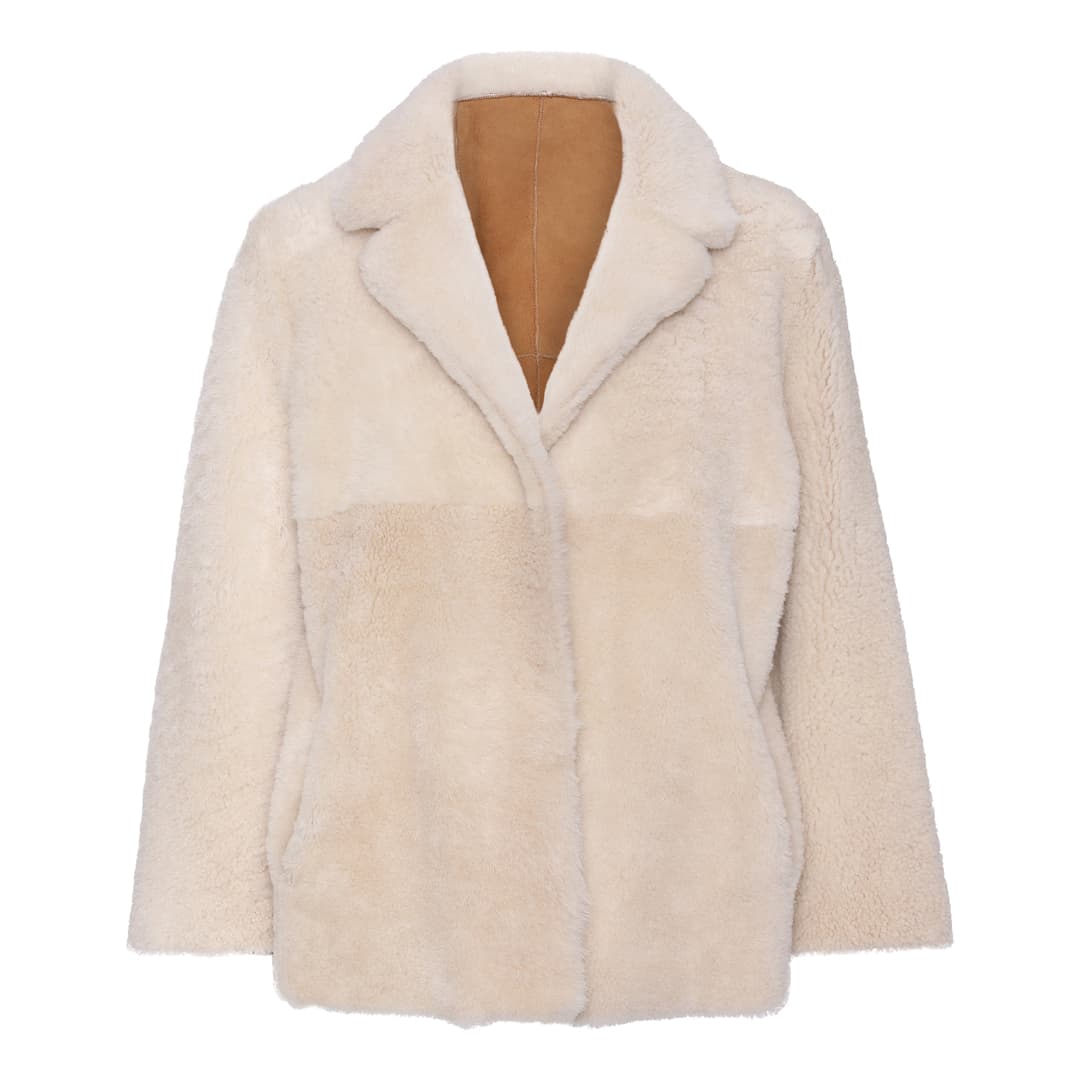 Beige kort pelsjakke