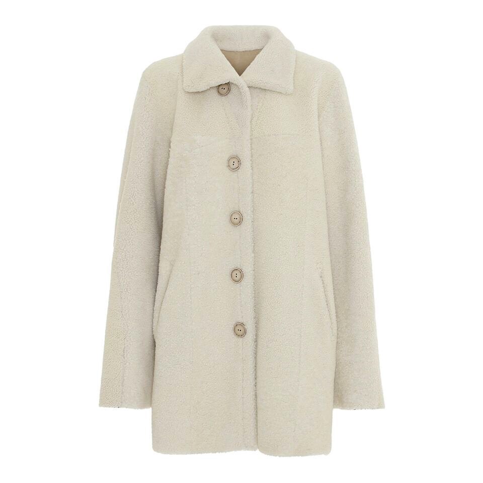 beige vendbar indvendig rulamsfrakke