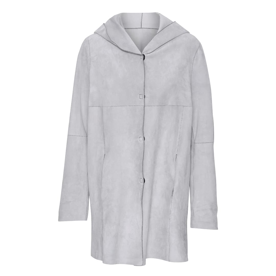 Ruskindsjakke sand med hætte