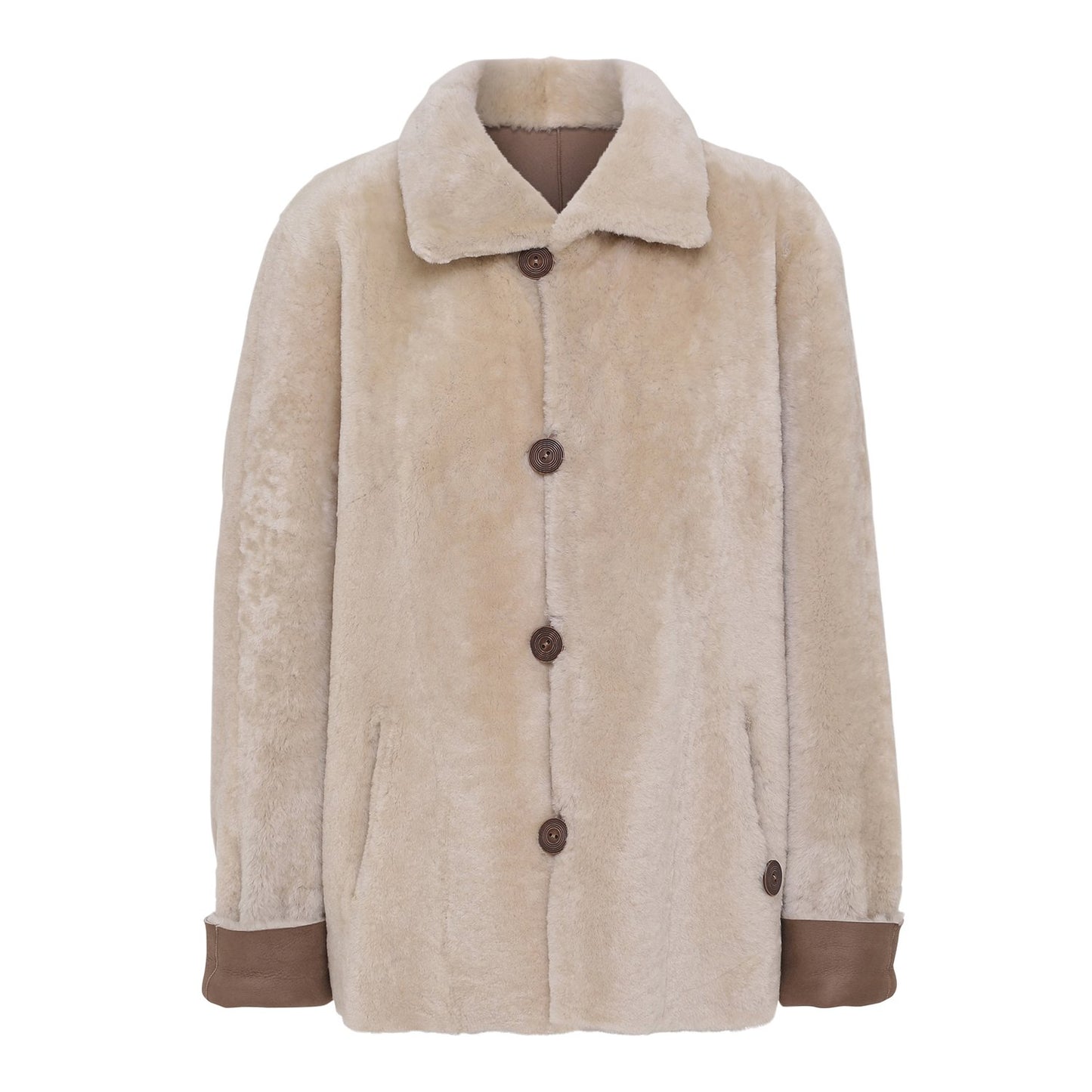 Vendbar indvendig rulamsjakke casual brun