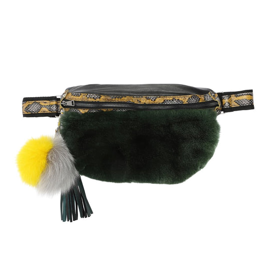 Grøn bælte-taske skind læder