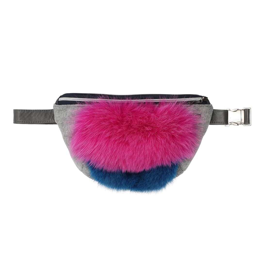 Pink bælte-taske pels læder