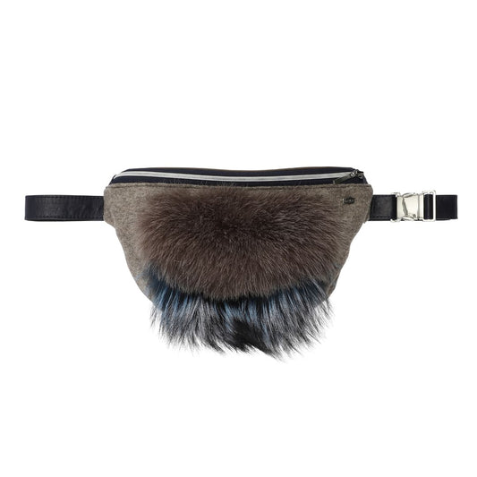 Brun bælte-taske pels læder