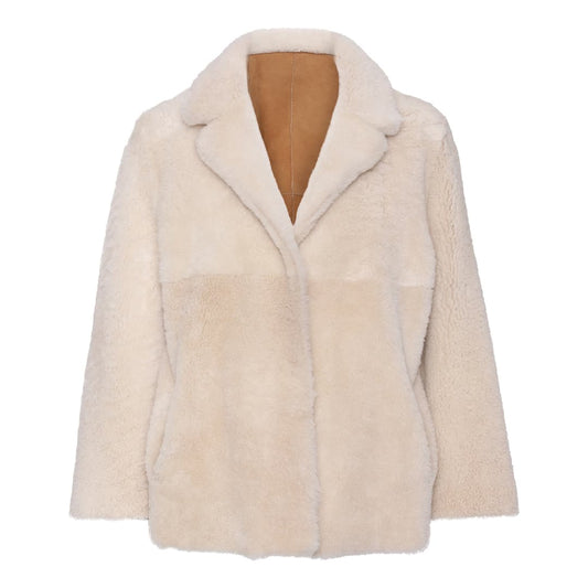 Beige kort pelsjakke