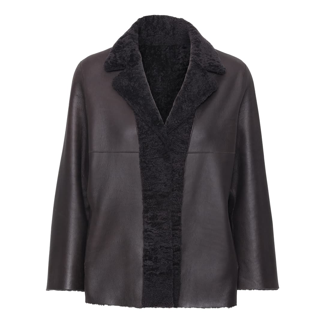 Kort rulamsjakke sort