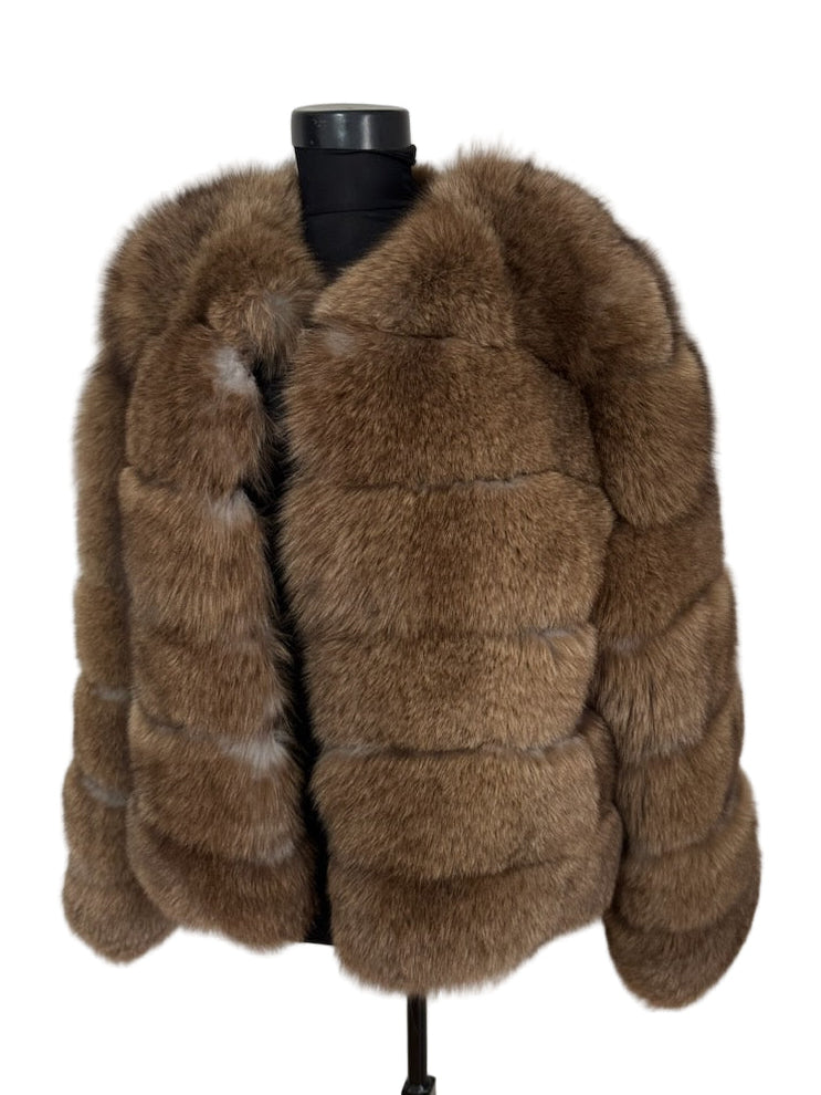 Pelsjakke klippet ræv brun