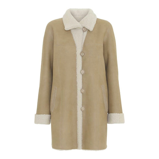 Beige rulamsfrakke vendbar