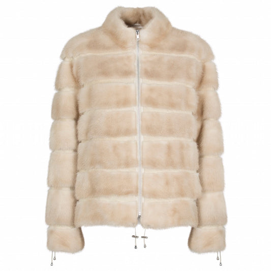 Kort minkjakke beige