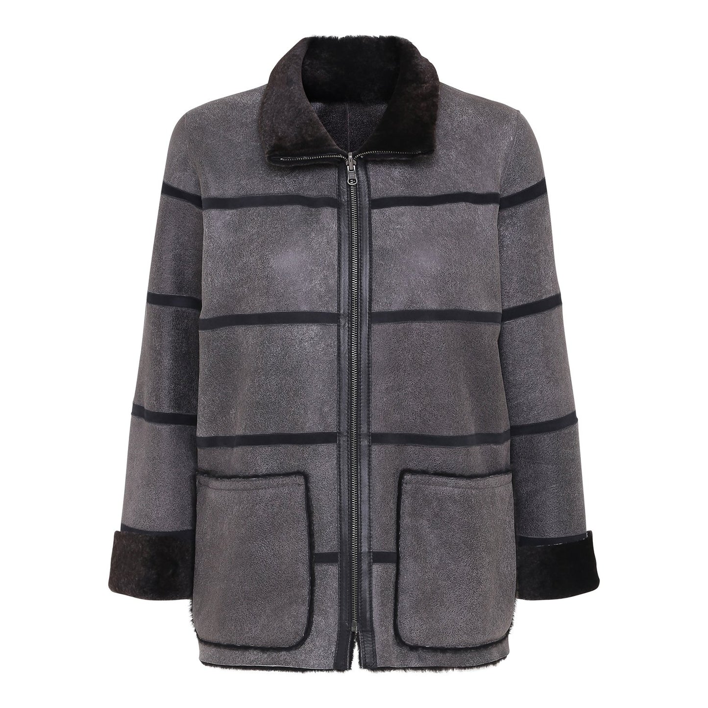 Vendbar indvendig rulamsjakke brun