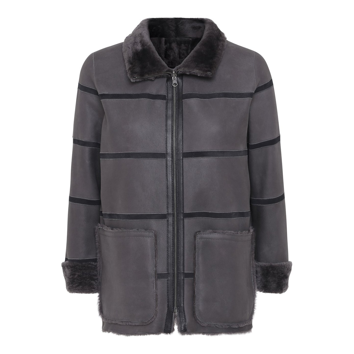 Vendbar indvendig rulamsjakke grå