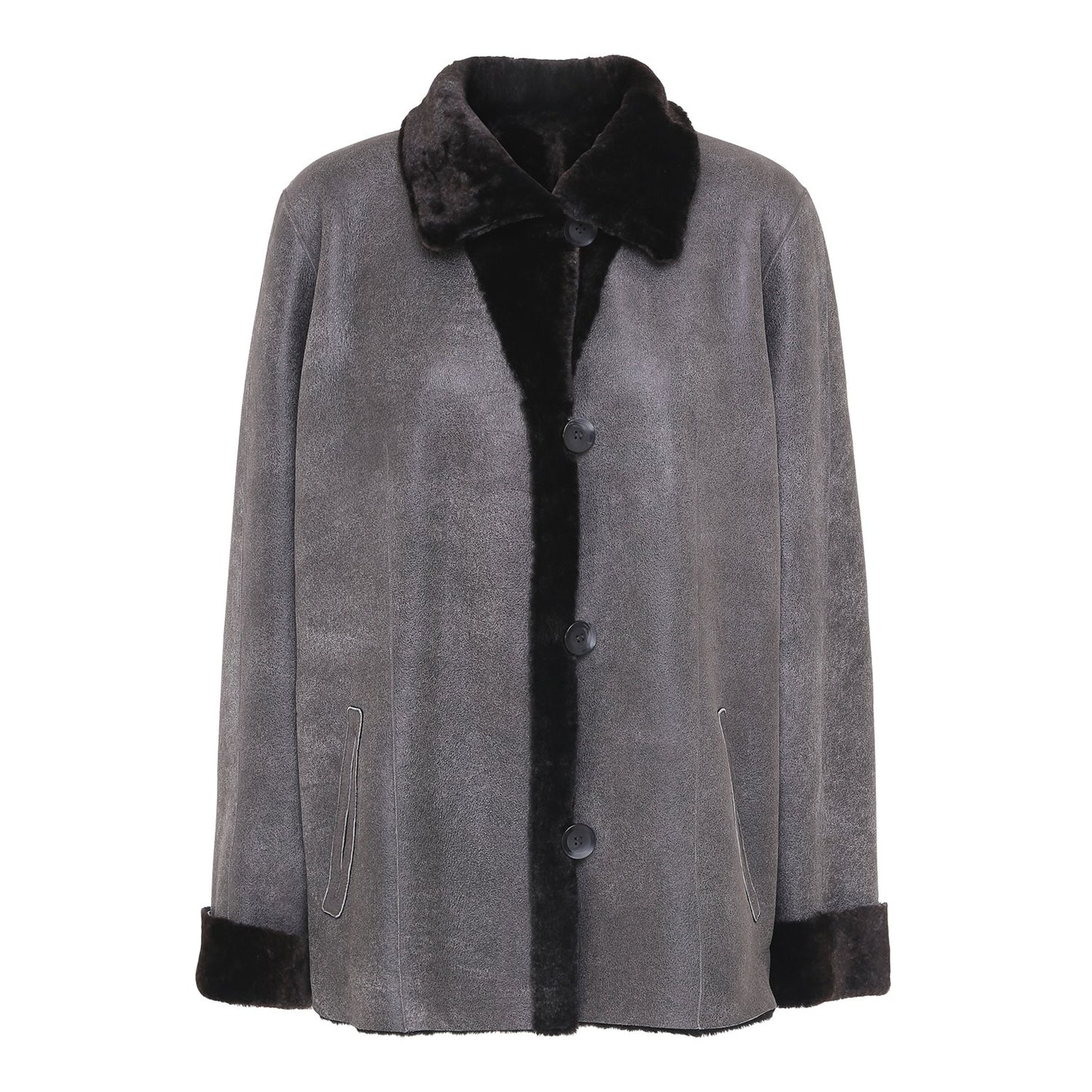 Grå rulamsjakke casual vendbar