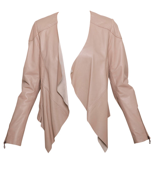 Skindjakke i beige